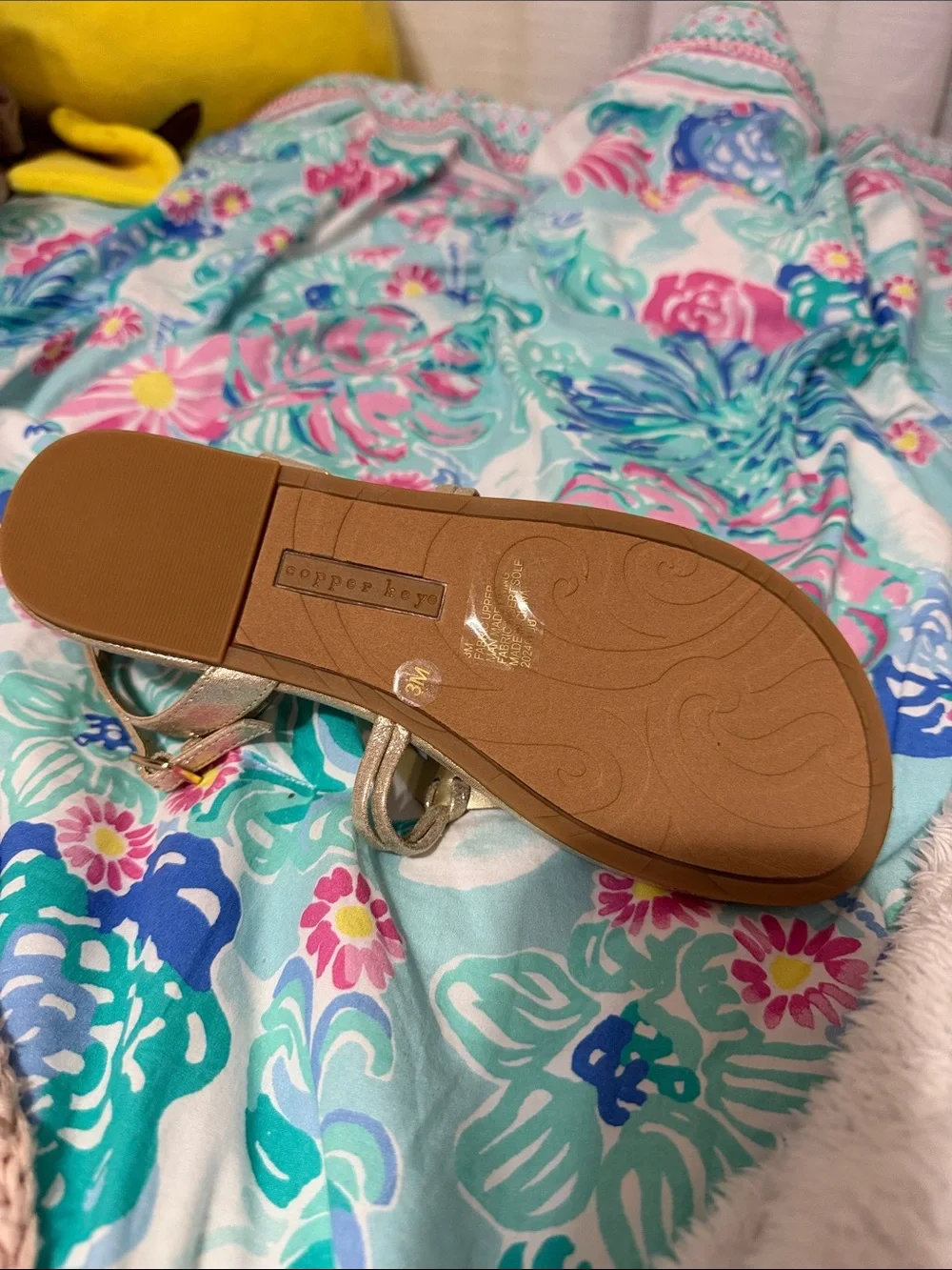 Girls  Glitter Butterfly T-Strap Sandal in Gold